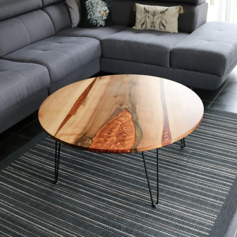 Table basse Sahara ronde résine epoxy cuivre