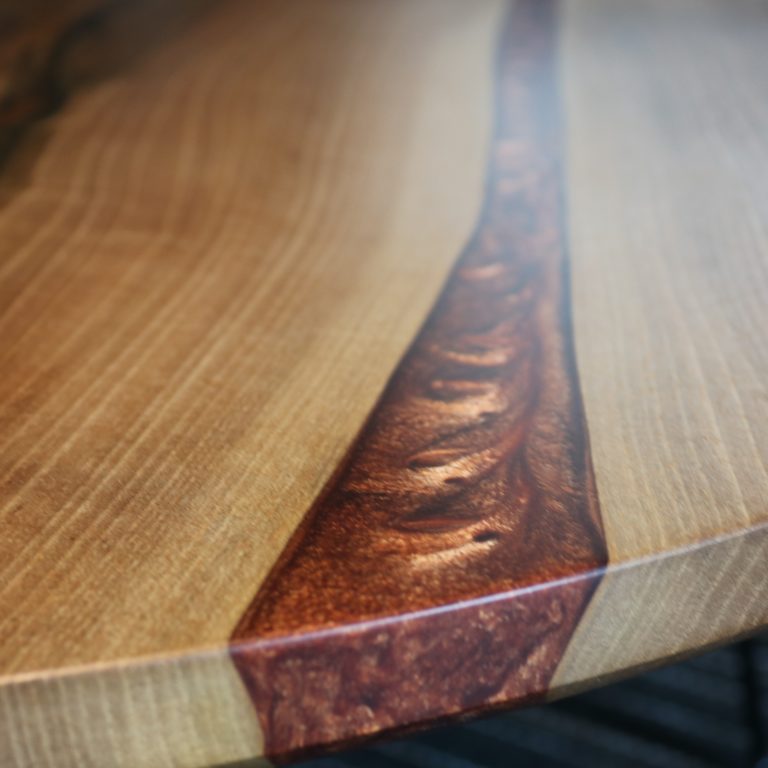 Table basse Sahara ronde résine epoxy cuivre