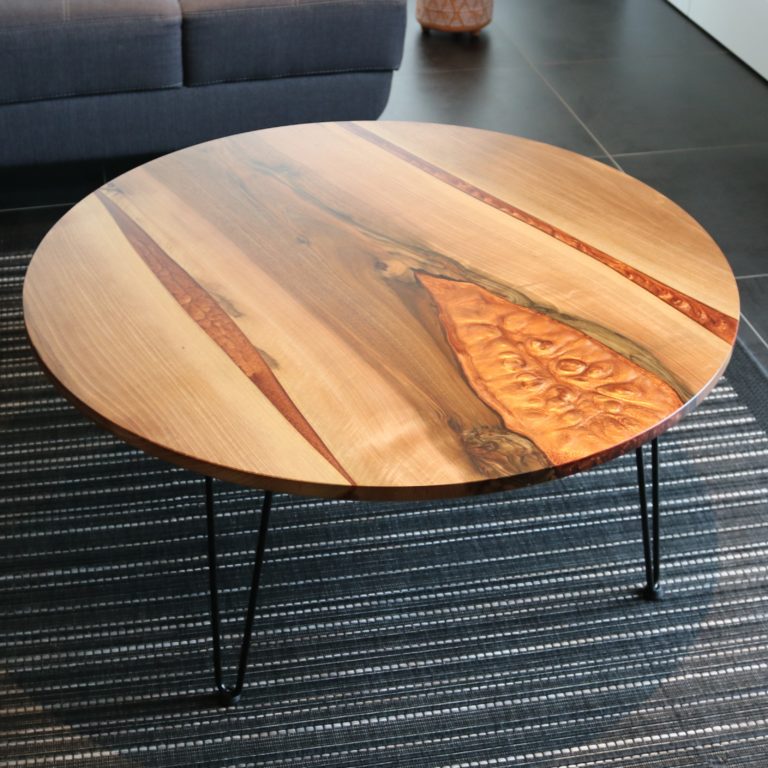 Table basse Sahara ronde résine epoxy cuivre